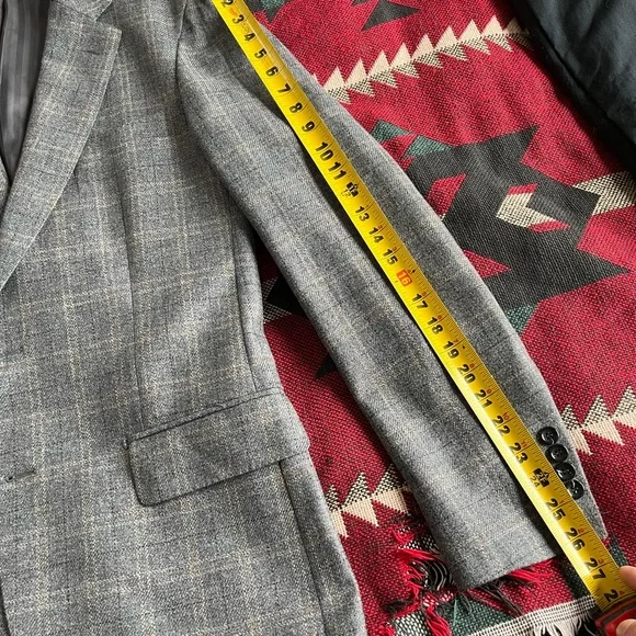 Baroni Menswear Wool 2 Button Gray Checkered Men's Blazer - Picture 13 of 16